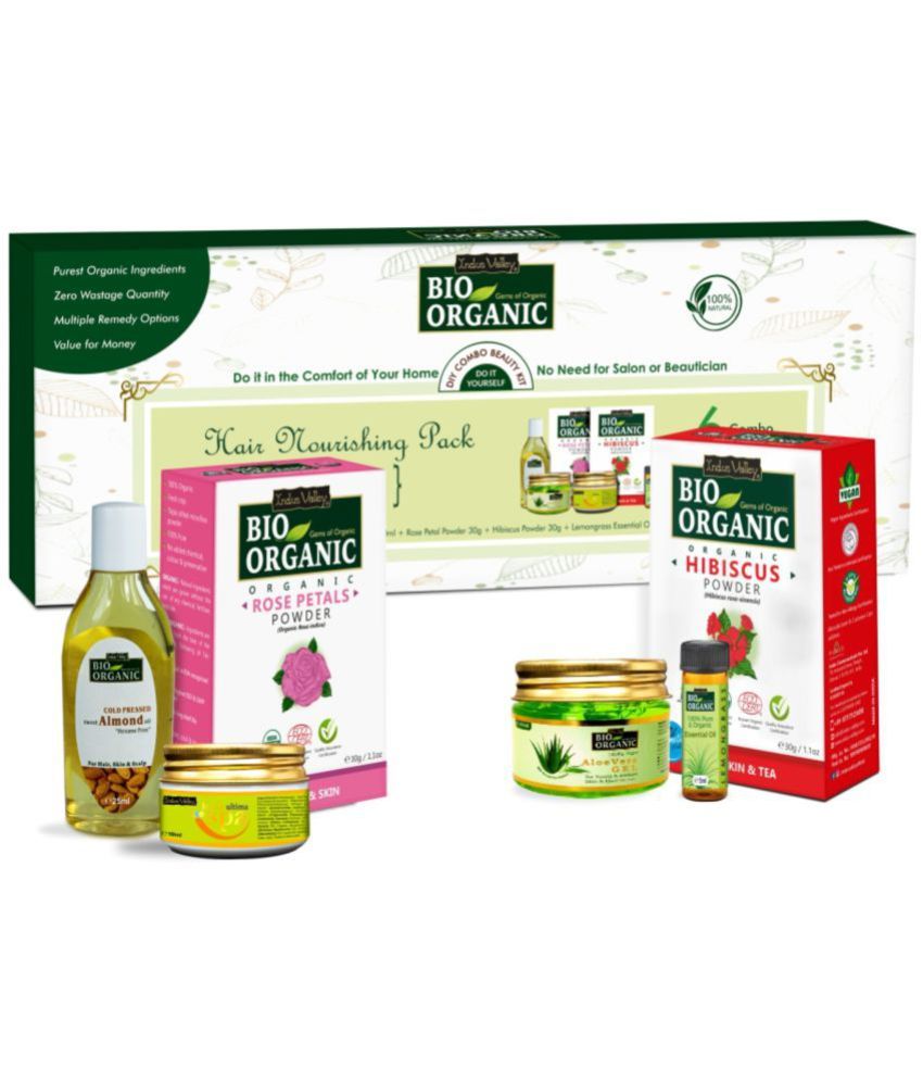 Indus Valley Bio Organic Hair Nourishing Pack Comprises Of Hibiscus Powder Rose Petals Powder