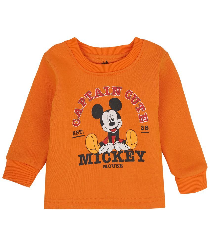     			MICKEY & FRIENDS BOYS TSHIRT ROUND NECK FULL SLEEVES SOLID ORANGE FLAME