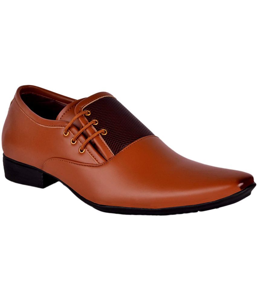     			Aadi - Tan Men's Derby Formal Shoes