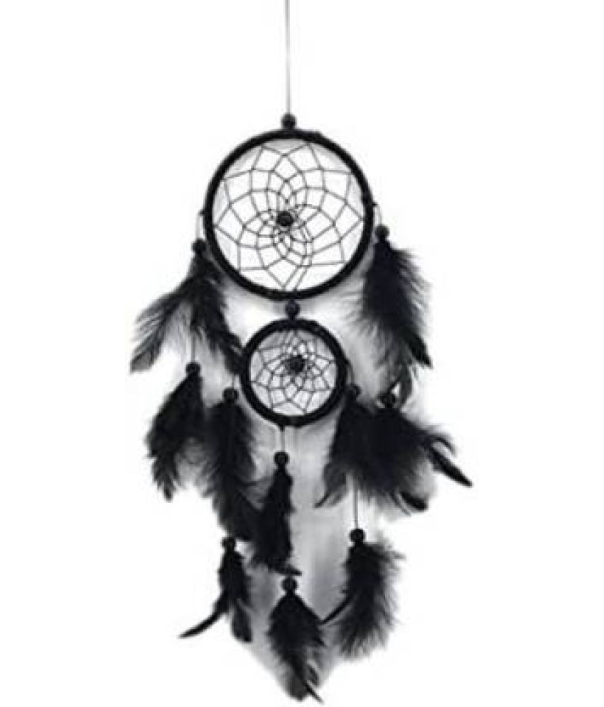     			new lucky Feather Black Dream Catcher - Pack of 1 ( X cms )