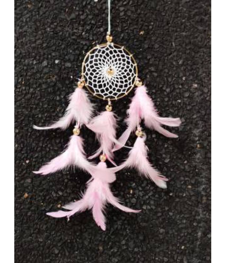     			new lucky Feather Pink Dream Catcher - Pack of 1 ( X cms )