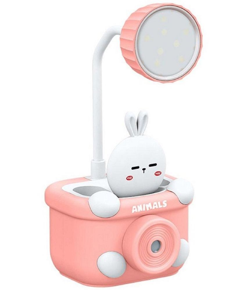 Wishkey 3 in 1 USB Chargeable LED Light Table Night Lamp for Kids Bedroom with Pencil Sharpener and Pen Holder Stand for Girls and Boys, Perfect Study Desk Lamp for Home Decoration