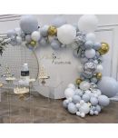 Party Propz Birthday Balloons Garland Arch Kit- White Grey and Golden 117Pcs For Birthday Decoration Items/Bride To Be Balloon/Birthday Decorations For Husband Or Wife/Baby Shower, 40th,50th,60th Bday