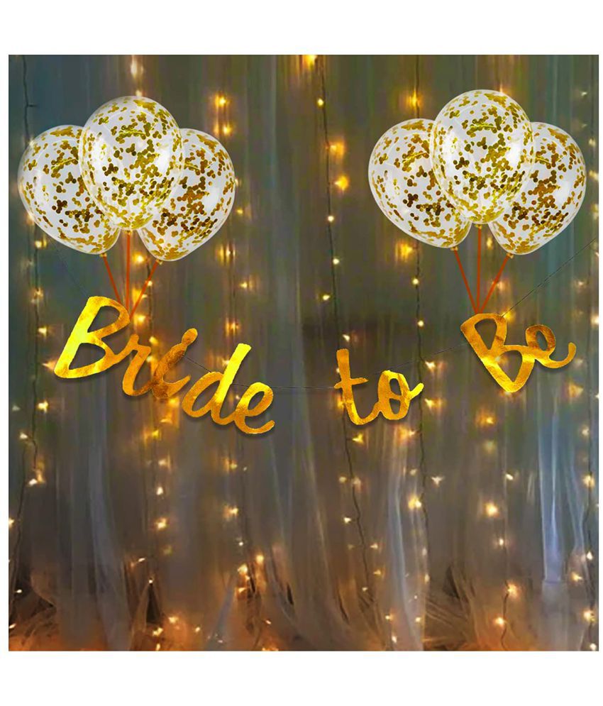     			Party Propz Bride To Be Decoration Kit Set - 10Pcs With Bride To Be Banner, Confetti Balloon and Led Fairy Light/Bridal Shower Decorations Items/Bachelorette Props