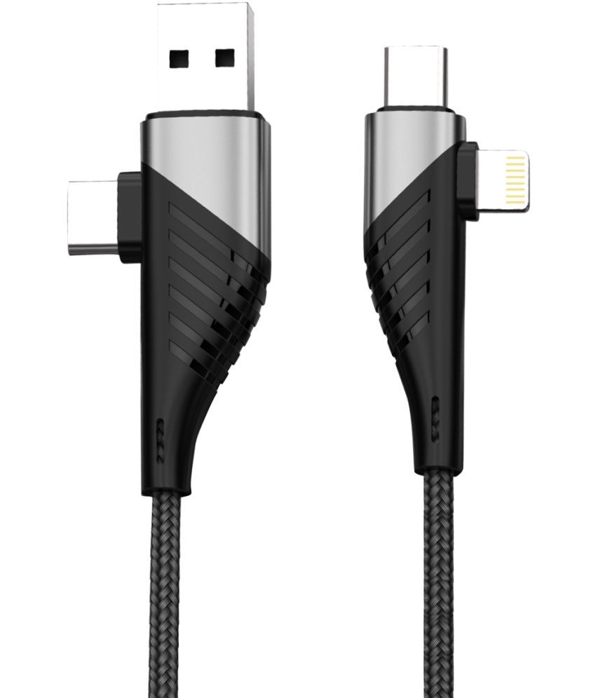     			Portronics Konnect J1:USB A+ Type C to Type C+ 8Pin USB Cable ,Black (POR 1340)