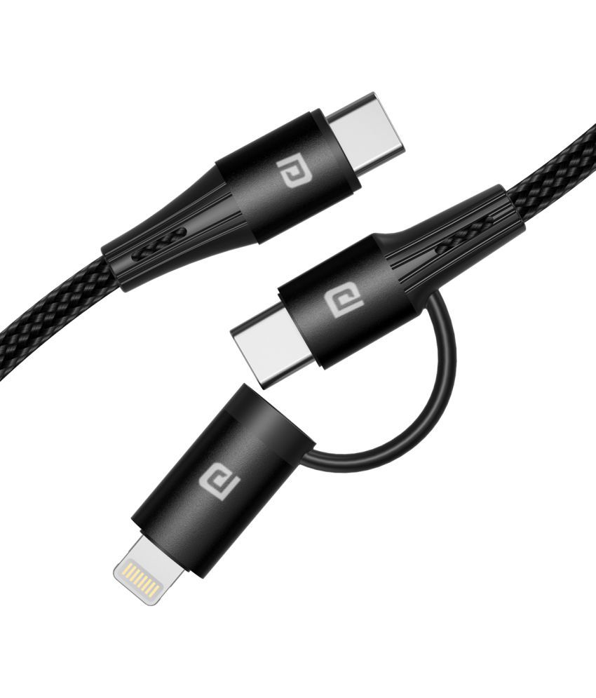     			Portronics Konnect J3:Type C to 8 Pin USB + Type C Cable ,Black (POR 1342)