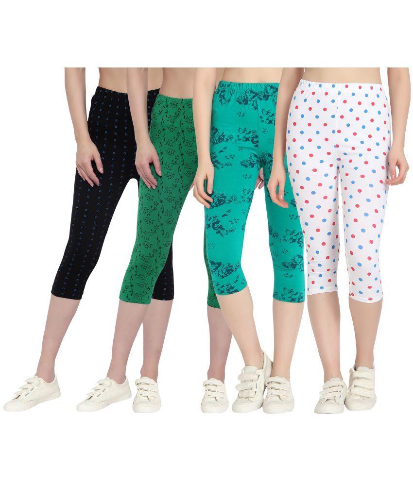     			Diaz Multi Cotton Lycra Printed Capri - Pack of 4