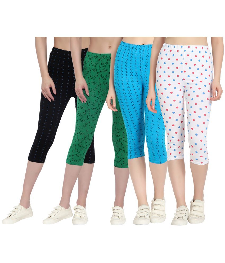     			Diaz Multi Cotton Lycra Printed Capri - Pack of 4