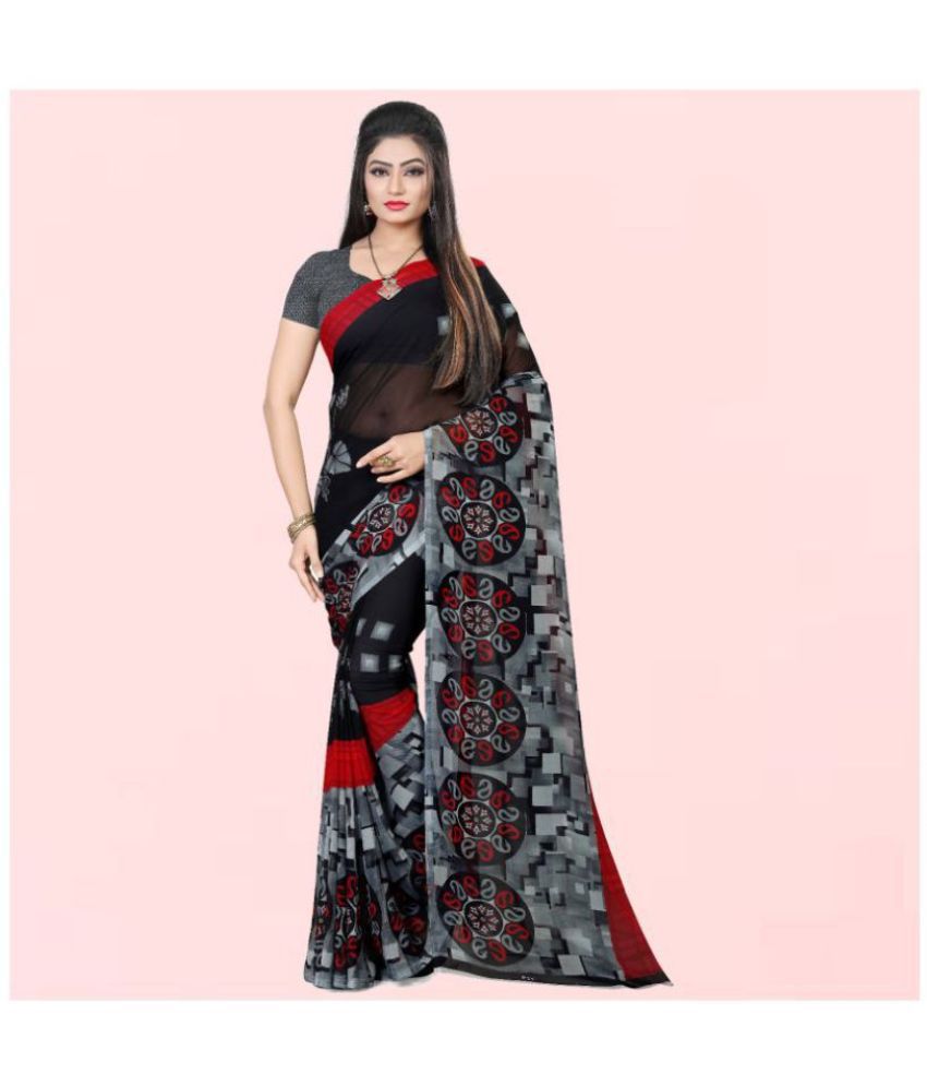     			ANAND SAREES - Black Georgette Saree With Blouse Piece (Pack of 1)