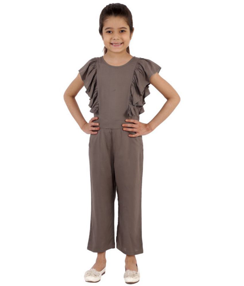     			Kids Cave - Grey Rayon Girls Jumpsuit ( Pack of 1 )