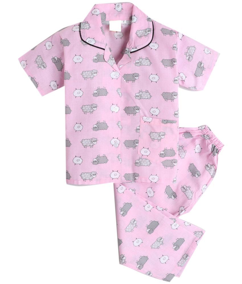 Hopscotch Baby Girls Cotton Animal Printed Woven Half Sleeve Night Suit in  Pink Color For Ages 12-24 Months (TMW-3820064) - Buy Hopscotch Baby Girls  Cotton Animal Printed Woven Half Sleeve Night Suit