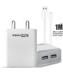 Portronics Adapto 66:2.4 A Charger with Dual USB Ports ,White (POR 1066)