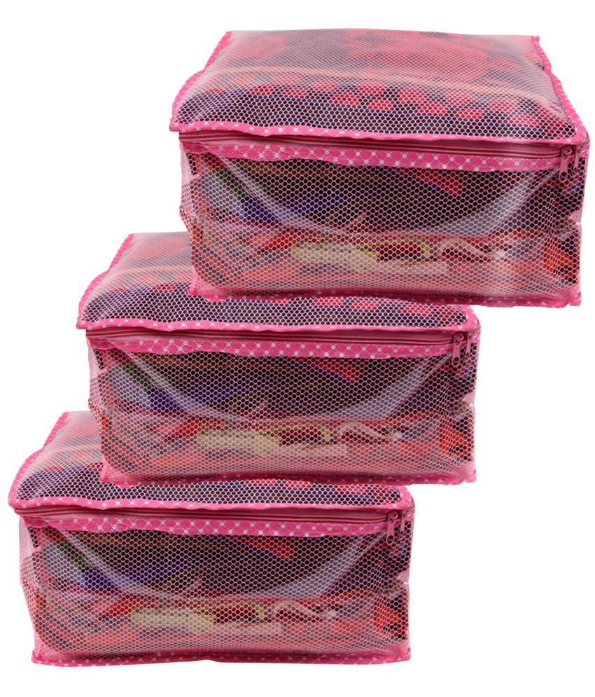     			Bulbul Pink Saree Covers - 3 Pcs