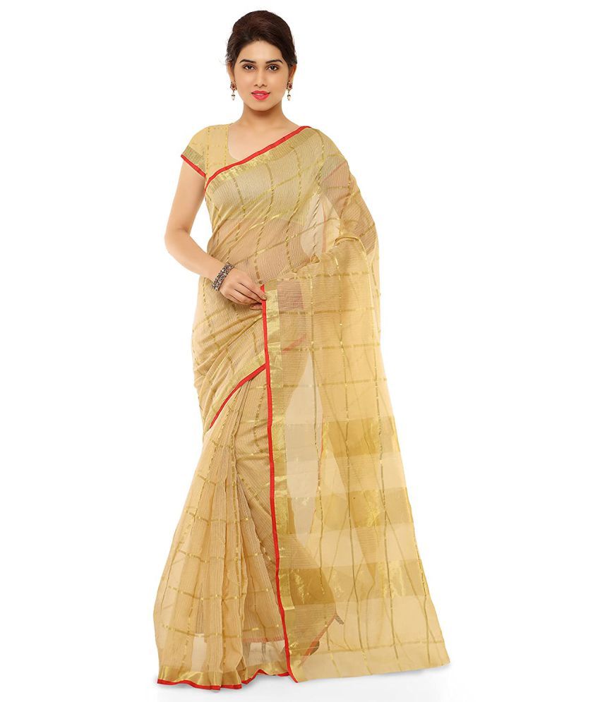     			Sidhidata Beige Cotton Silk Saree -