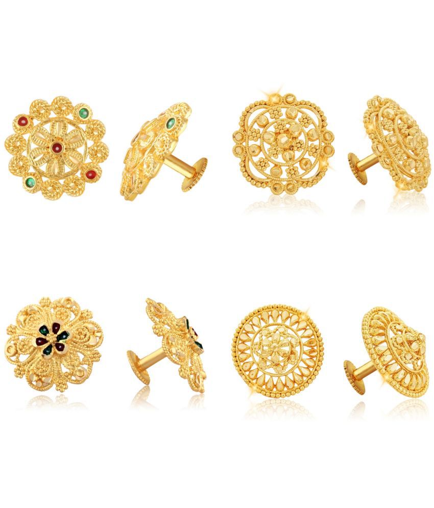     			Vighnaharta Everyday wear Gold plated alloy Stud, Earring, Stud Earring for Women and Girls ( Pack of - 4 pair Earring) - VFJ1434-1124-1099-1123ERG