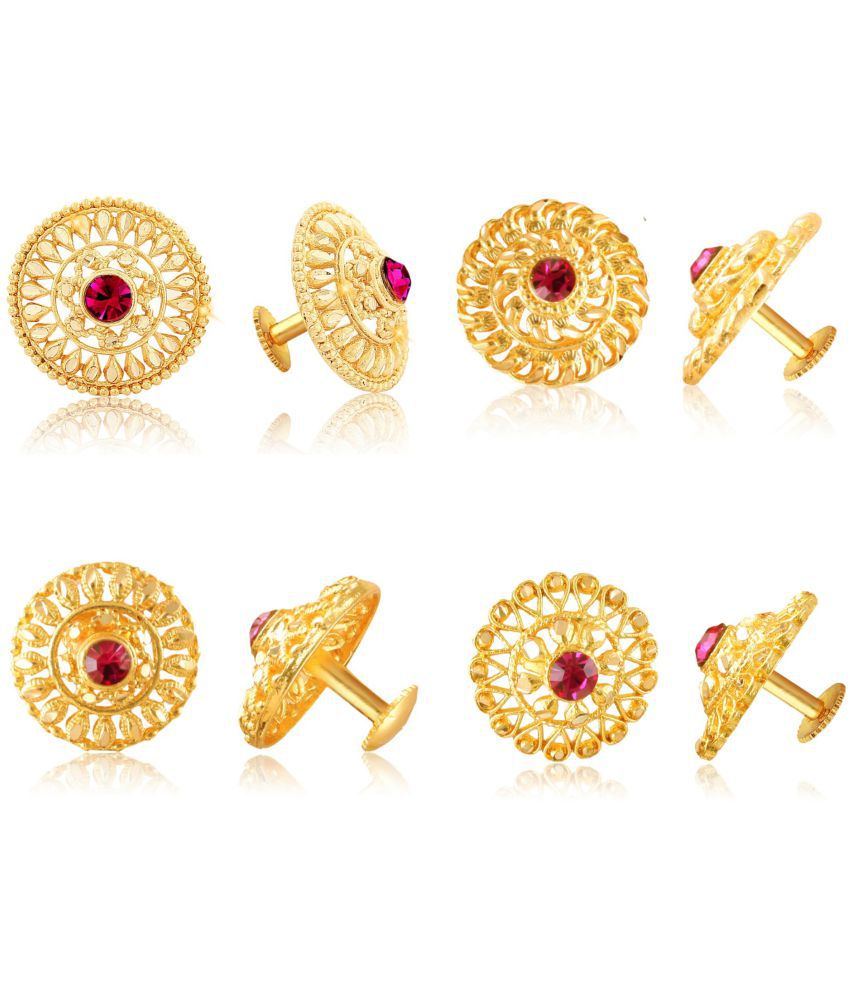     			Vighnaharta Everyday wear Gold plated CZ Pink Stone alloy Stud, Earring, Stud Earring for Women and Girls ( Pack of - 4 pair Earring) - VFJ1118-1400-1399-1396ERG
