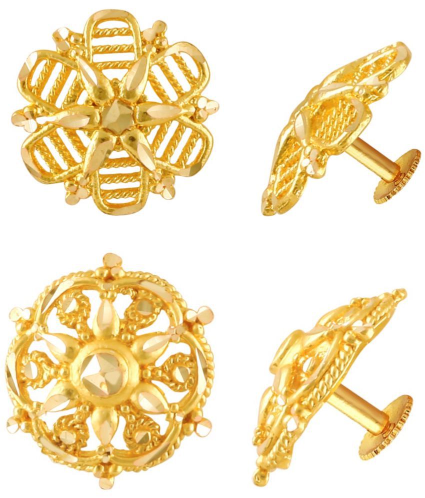     			Vighnaharta Everyday wear Gold plated alloy Earring, Stud, Stud Earring for Women and Girls ( Pack of - 2 pair Earring) - VFJ1431-1432ERG