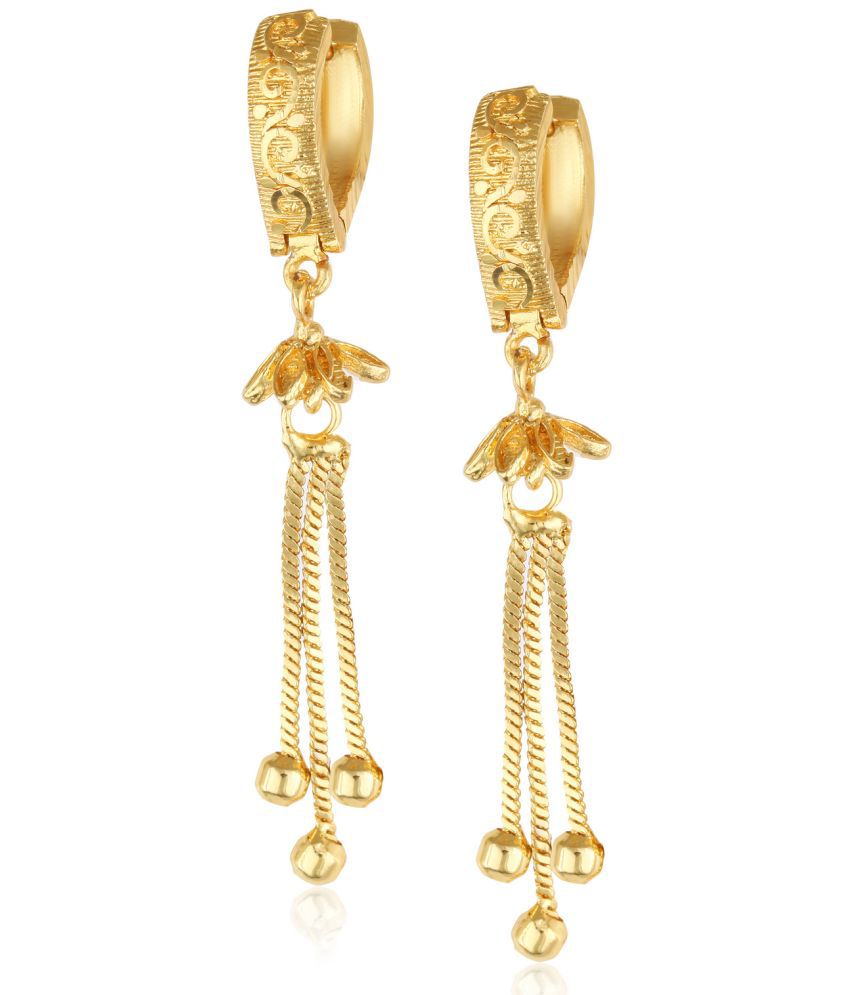     			Vighnaharta Filigree work Gold Plated alloy Hoop Earring Clip on fancy drop Bali Earring for Women and Girls [VFJ1483ERG]