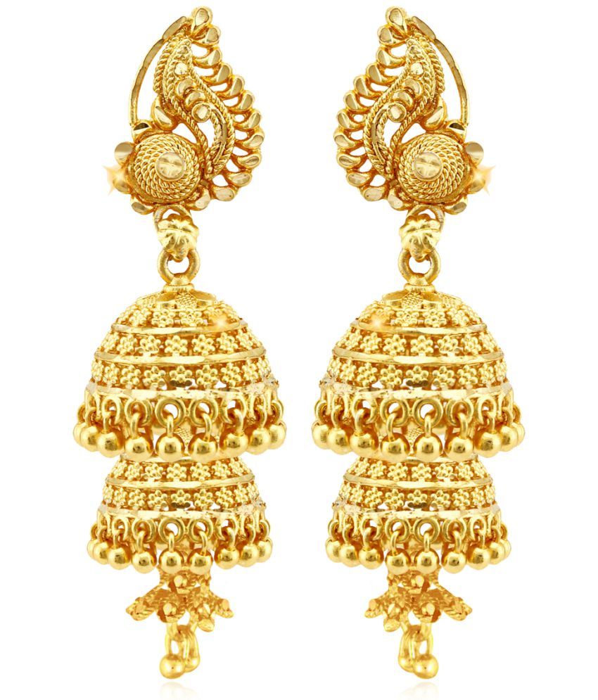     			Vighnaharta South Screw back alloy Gold plated Jhumki, Jhumka, Jhumkas, Jhumki Earring for Women and Girls VFJ1498ERG