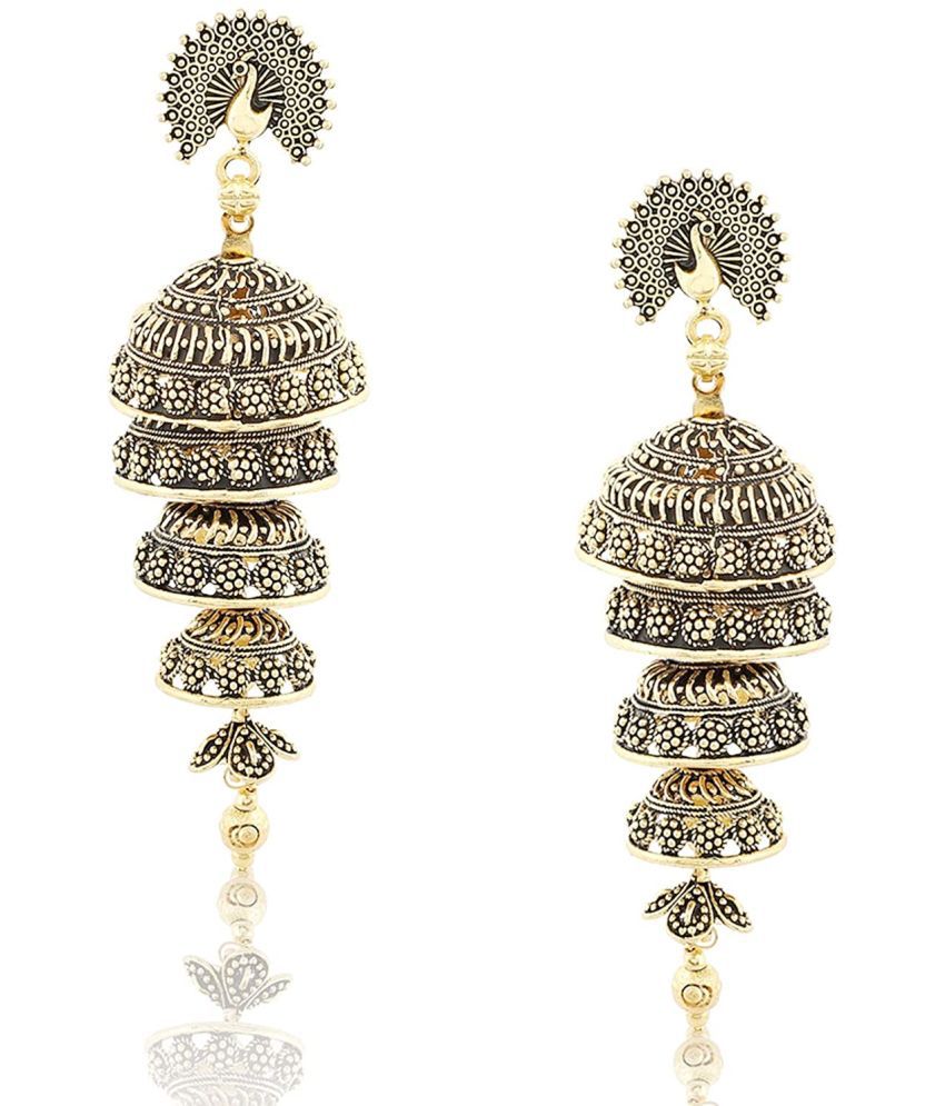     			Happy Stoning Peacock inspired Designer Bridal Jhumka Earrings