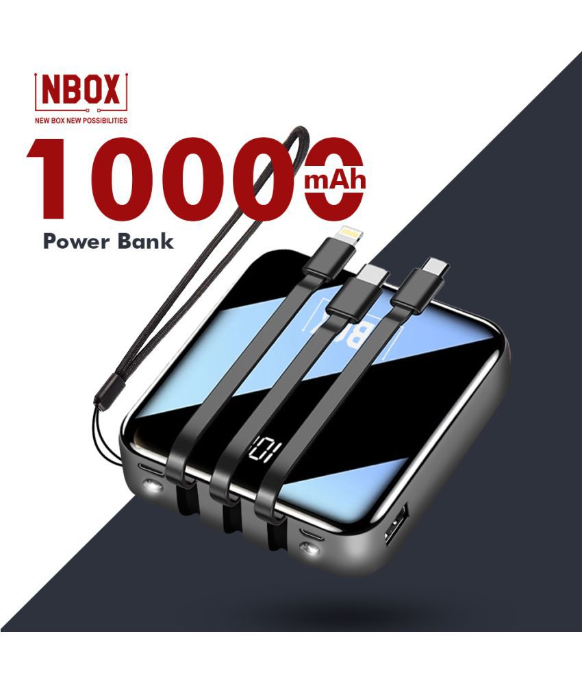 NBOX DX10S  Multi cable 10000 -mAh Li-Polymer Power Bank Black