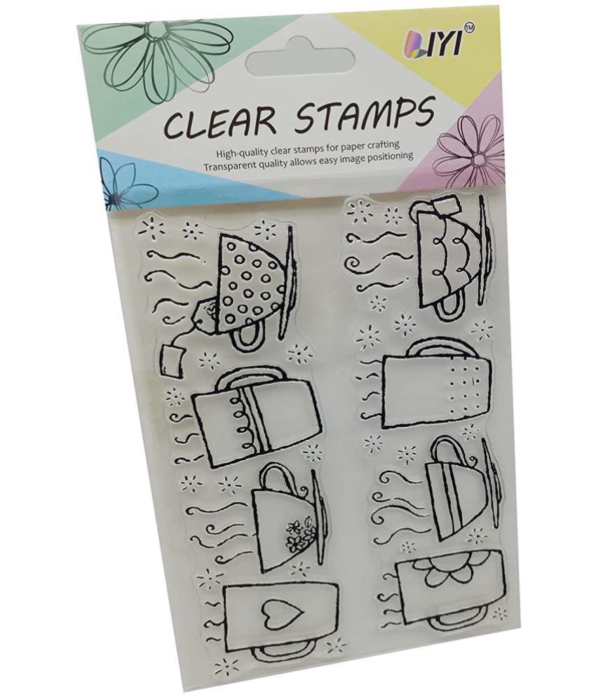     			PRANSUNITA Rubber Stamp Tea & Cup Design, Used in Textile & Block Printing, Card & Scrap Booking Making