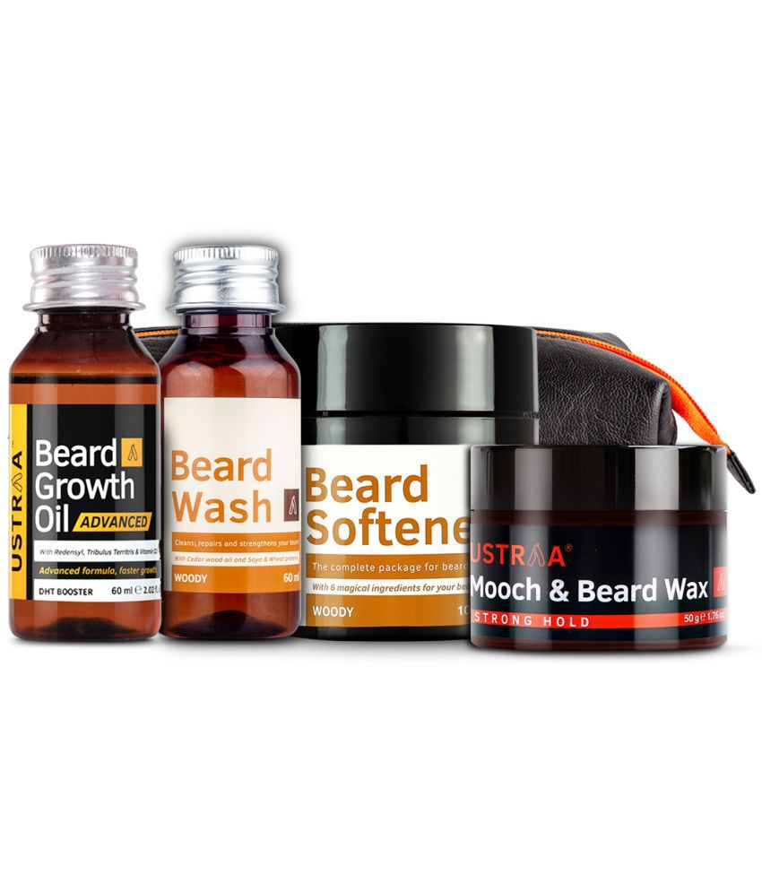 Ustraa Beard Lovers Pack - (Beard Growth Oil - Advanced, Beard Wash, Mooch  Wax, Beard Softener, PU kit): Buy Ustraa Beard Lovers Pack - (Beard Growth  Oil - Advanced, Beard Wash, Mooch