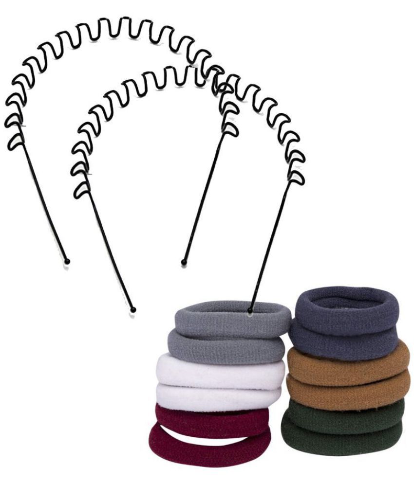 VSAKSH Multicolor Hair Rubber (Set of 2) With Metal Zig Zag Hair Band (Set  of 5): Buy Online at Low Price in India - Snapdeal