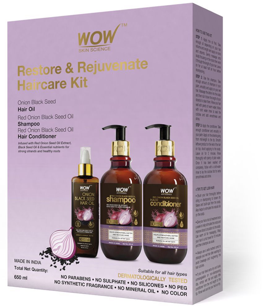 Buy WOW Skin Science Onion Oil Ultimate Hair Care Kit (Shampoo + Hair  Conditioner + Hair Oil), 650 ml Online at Best Price in India - Snapdeal