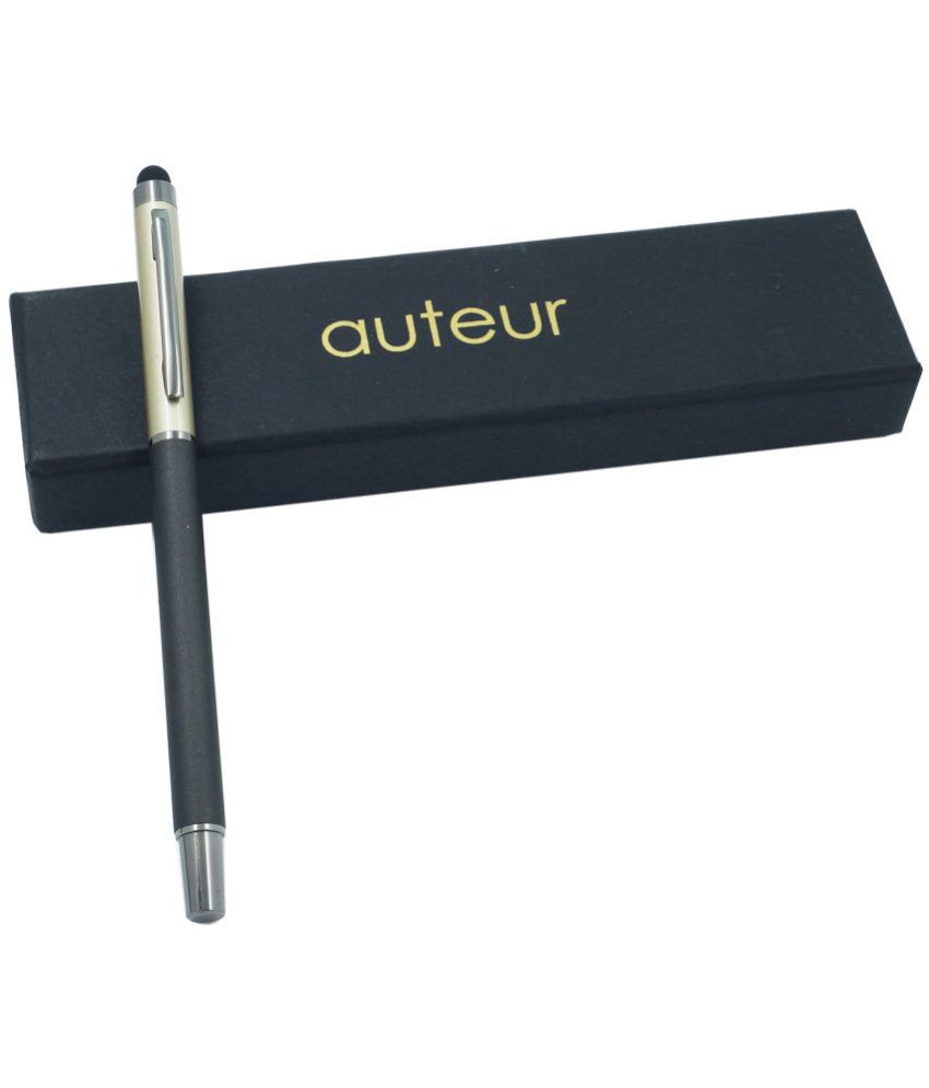     			auteur Hera Black Color , Metal Body Roller Ball Pen With Blue Ink Refill & Stylus For All Capacitive Touch Screen.