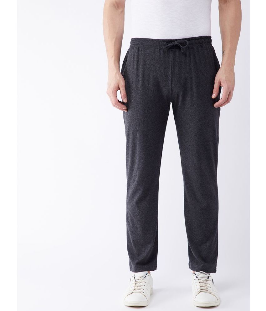 Gritstones Grey Cotton Blend Solid Trackpants Single