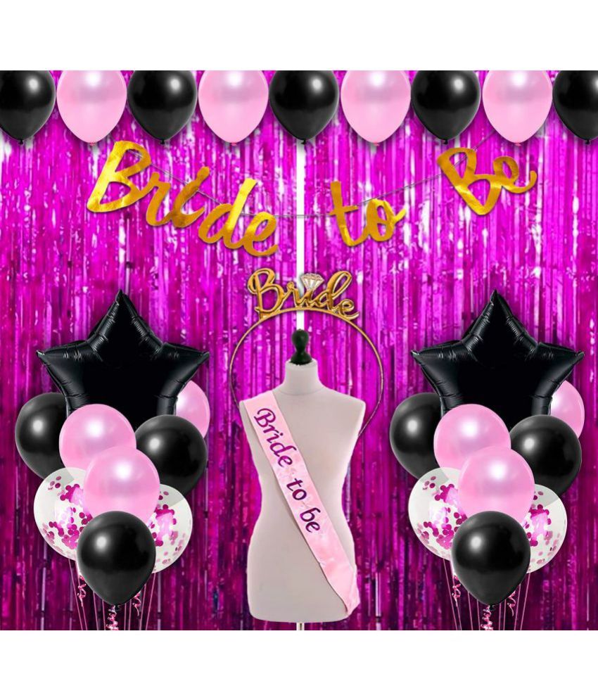     			Party Propz Bride To Be Decoration Set Combo - 50Pcs With Bride To Be Banner, Metallic Balloons, Confetti Balloon With Sash and Headband /Bridal Shower Decorations Items/Bachelorette