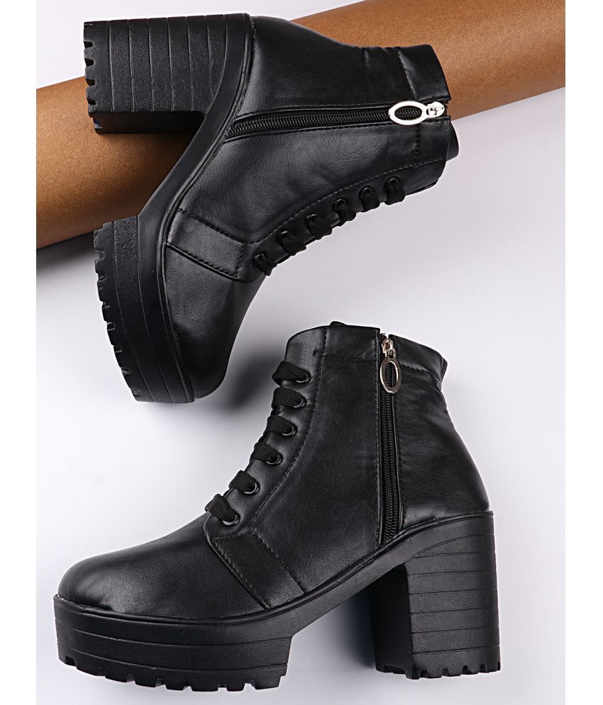     			Shoetopia Black Knee Length Casual Boots