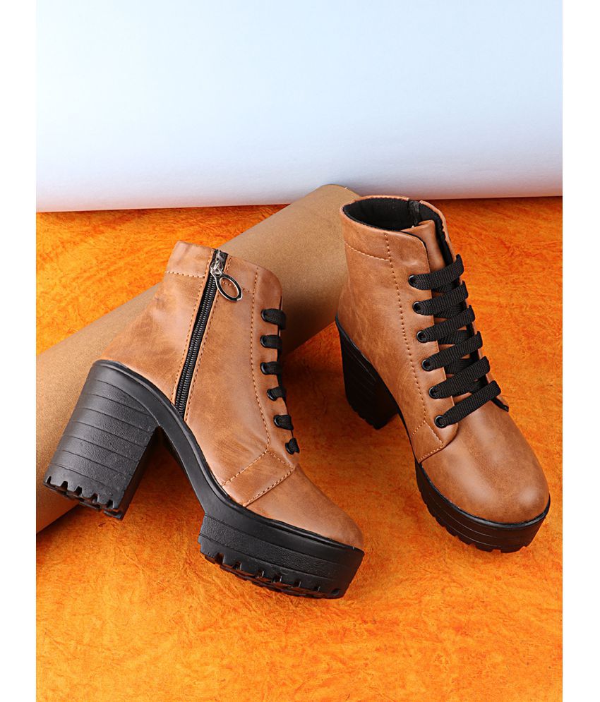     			Shoetopia Tan Knee Length Casual Boots