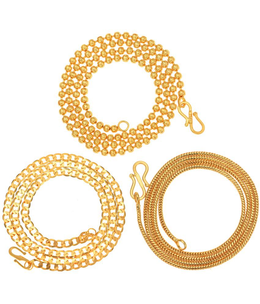     			AanyaCentric Combo of 3 Gold Plated 22inches Long Fashion Chain