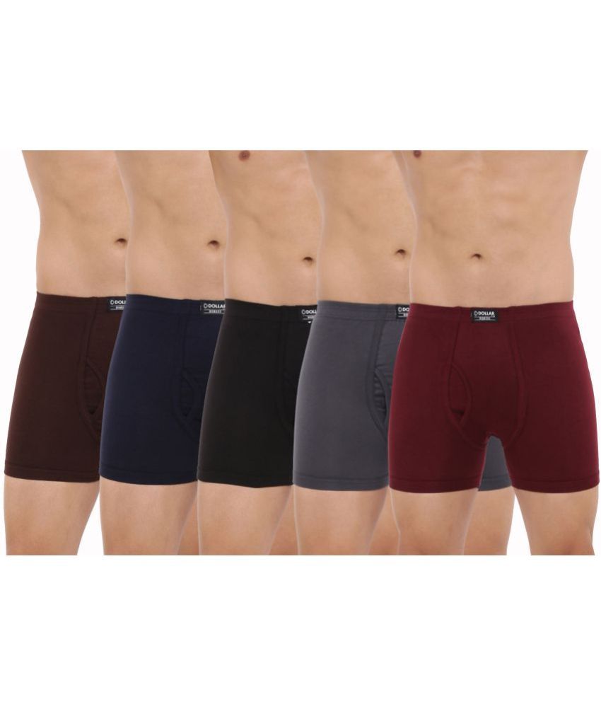     			Pack of 5 Dollar Bigboss Assorted Solid Cotton Blend Men Trunk