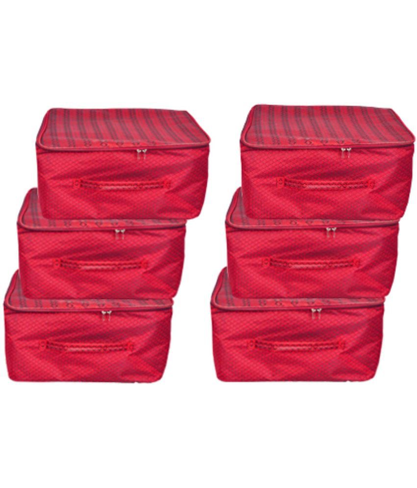     			HOMETALES  Nylon Wardrobe Bag Underbed Moisture Proof Cloth Storage Organiser with Zippered Closure & Handle SET OF 6