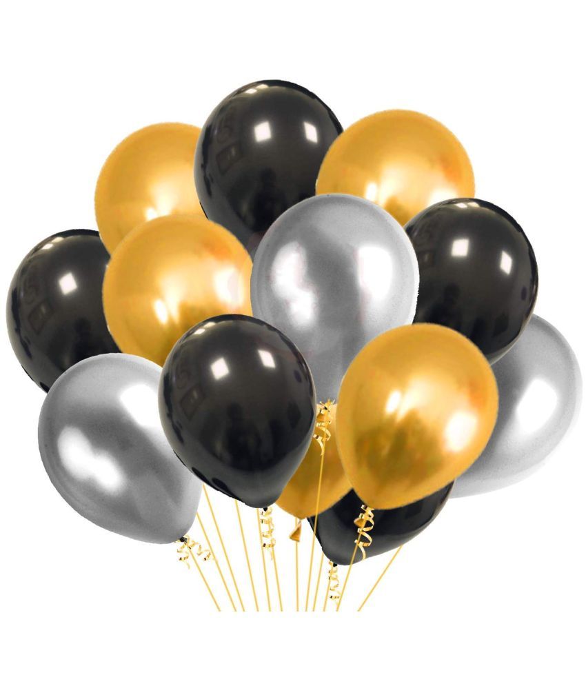     			Party Propz Black,Golden and Silver Metallic Balloons For Ballons For Decorating -100 Pcs Baloons For Birthday Decorations