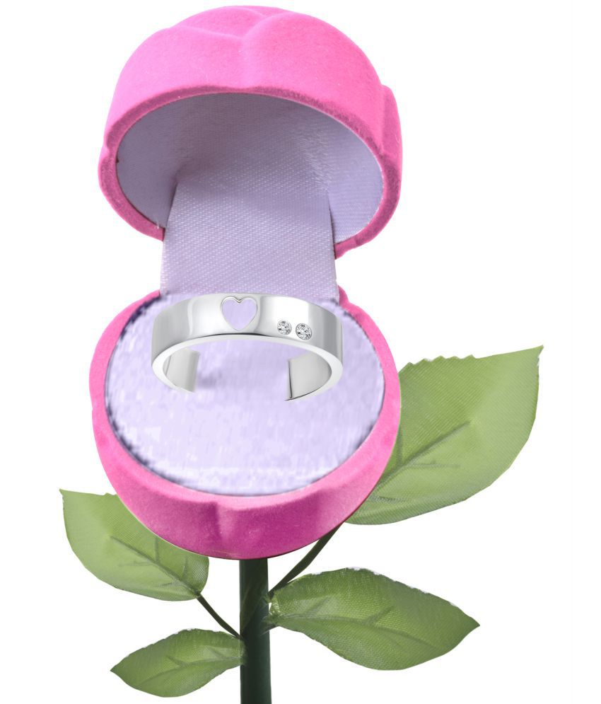     			Vighnaharta Love Band CZ Rhodium Plated Alloy Ring with PROSE Ring Box for Women and Girls - [VFJ1104ROSE-PINK14]