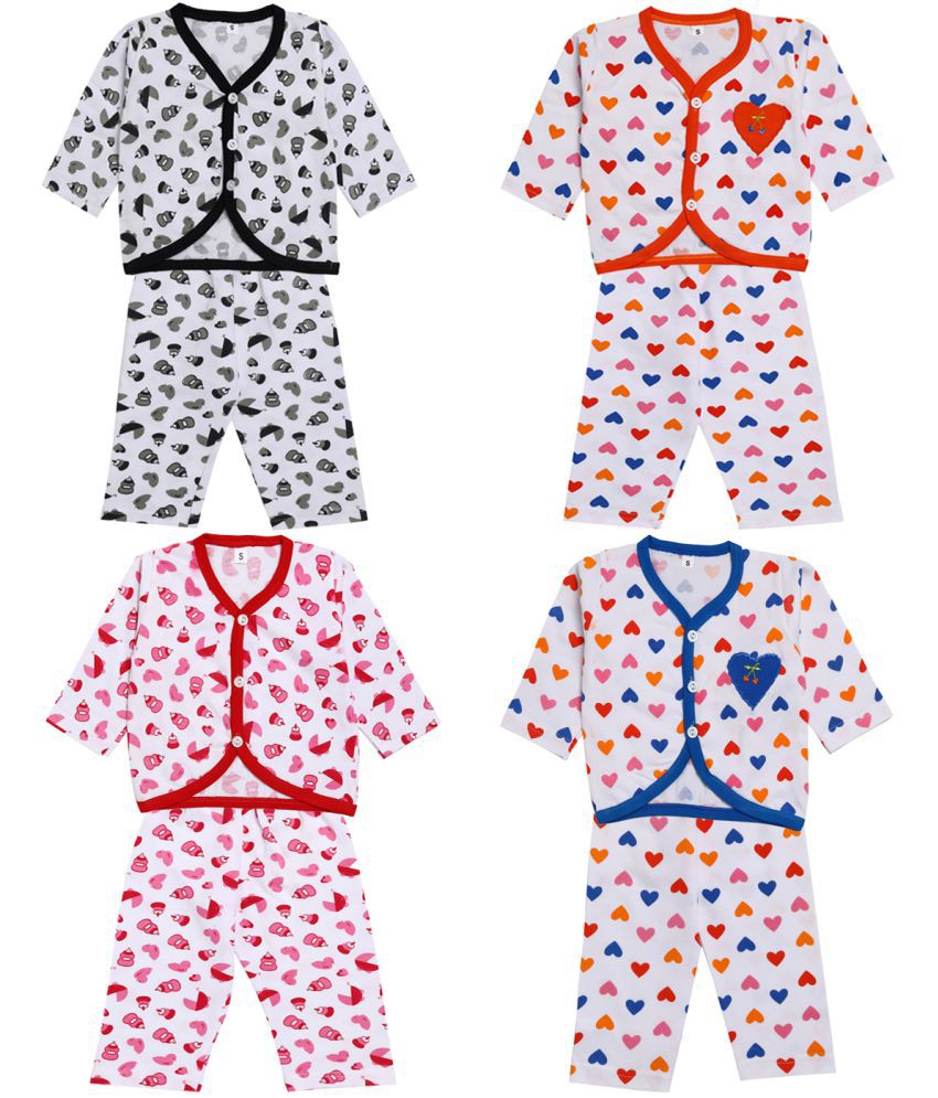     			babeezworld Unisex Cotton Printed Top & Bottom Pajama Set (pack of 4)