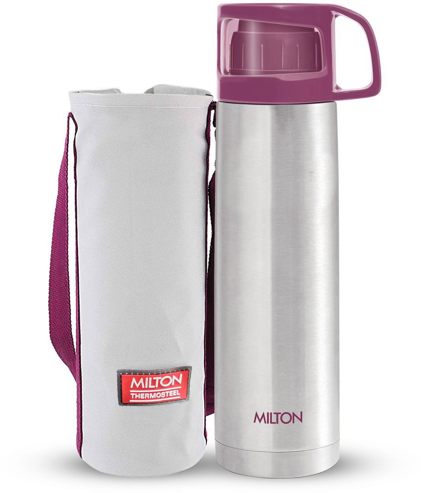     			Milton Glassy 350 Thermosteel 24 Hours Hot and Cold Water Bottle with Drinking Cup Lid, 350 ml, Pink