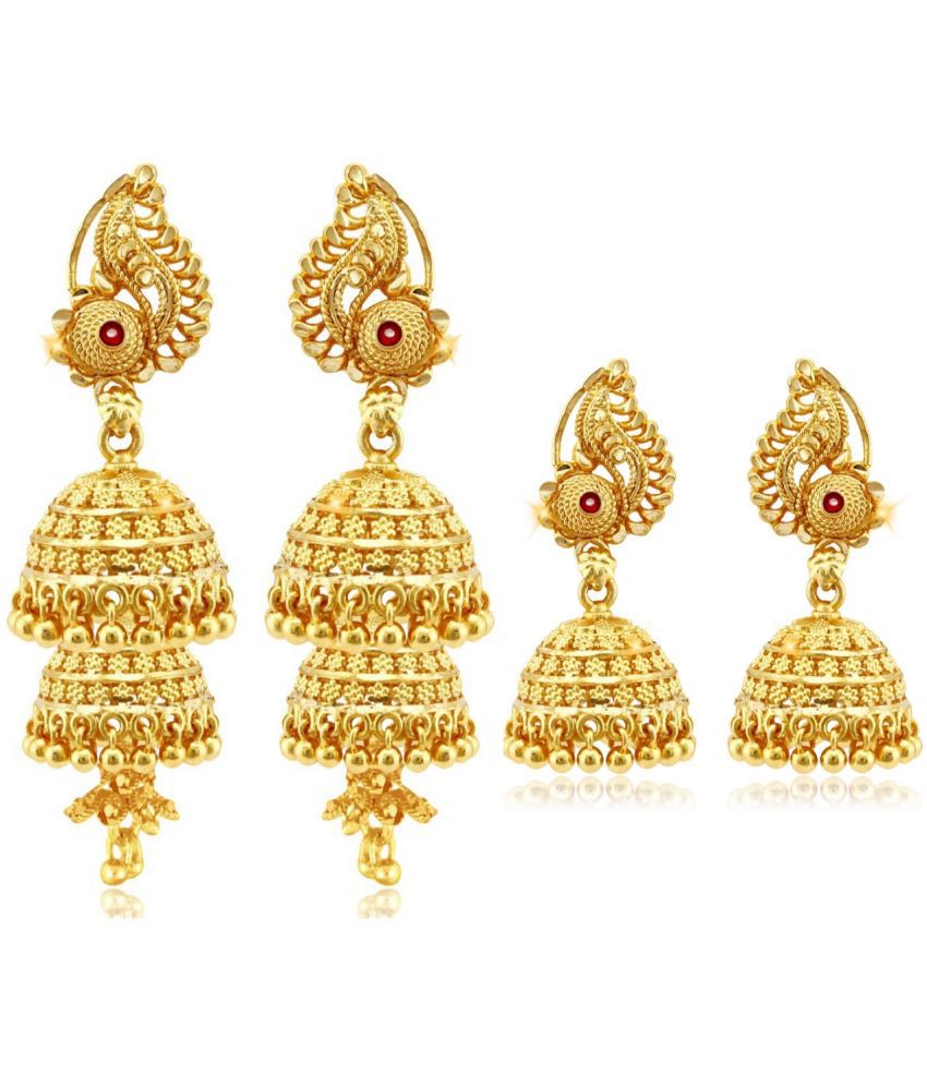     			Vighnaharta Everyday wear Gold plated alloy Earring, Jhumki, Jhumki Earring for Women and Girls ( Pack of - 2 pair Earring) {VFJ1499-1162ERG}