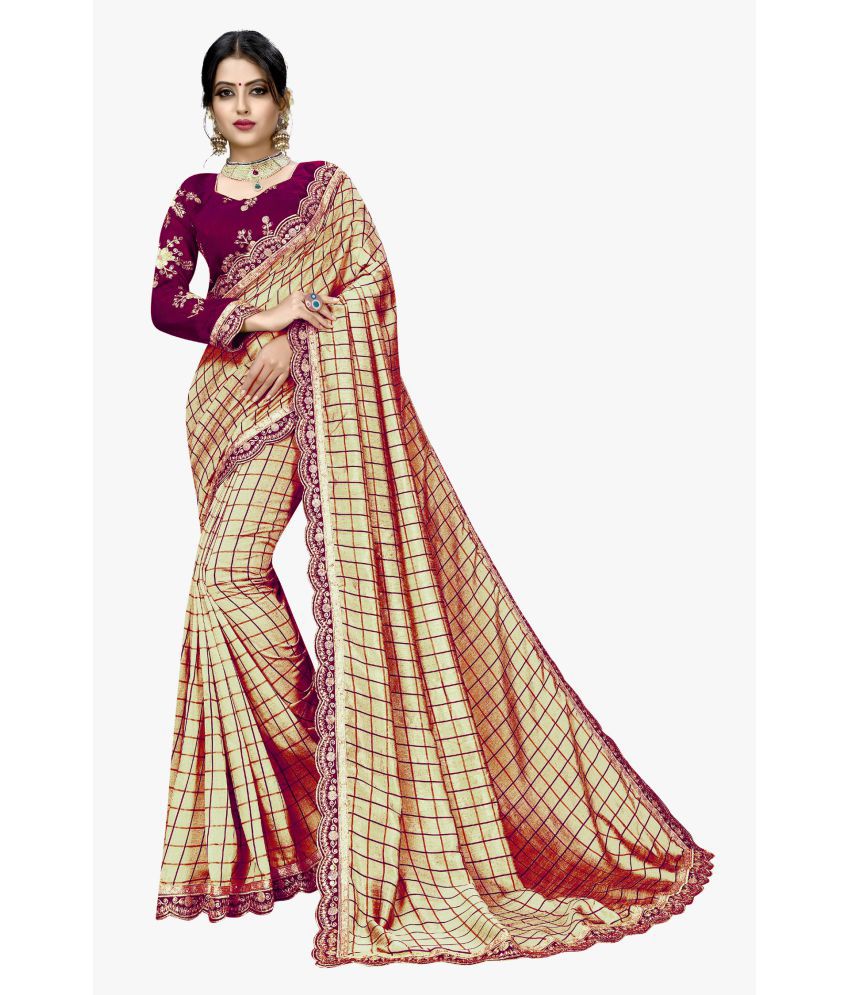 ofline selection - Multicolor Silk Blend Saree With Blouse Piece (Pack of 1)