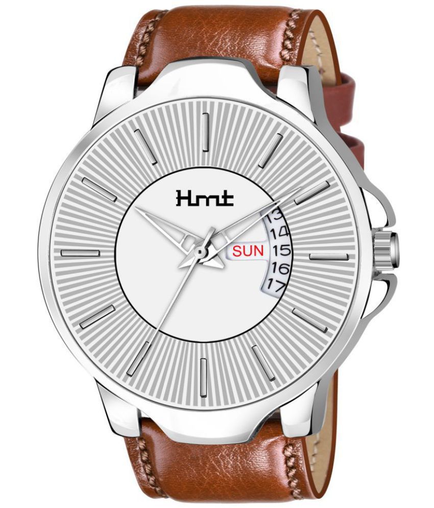     			EHMT - Brown Leather Analog Men's Watch