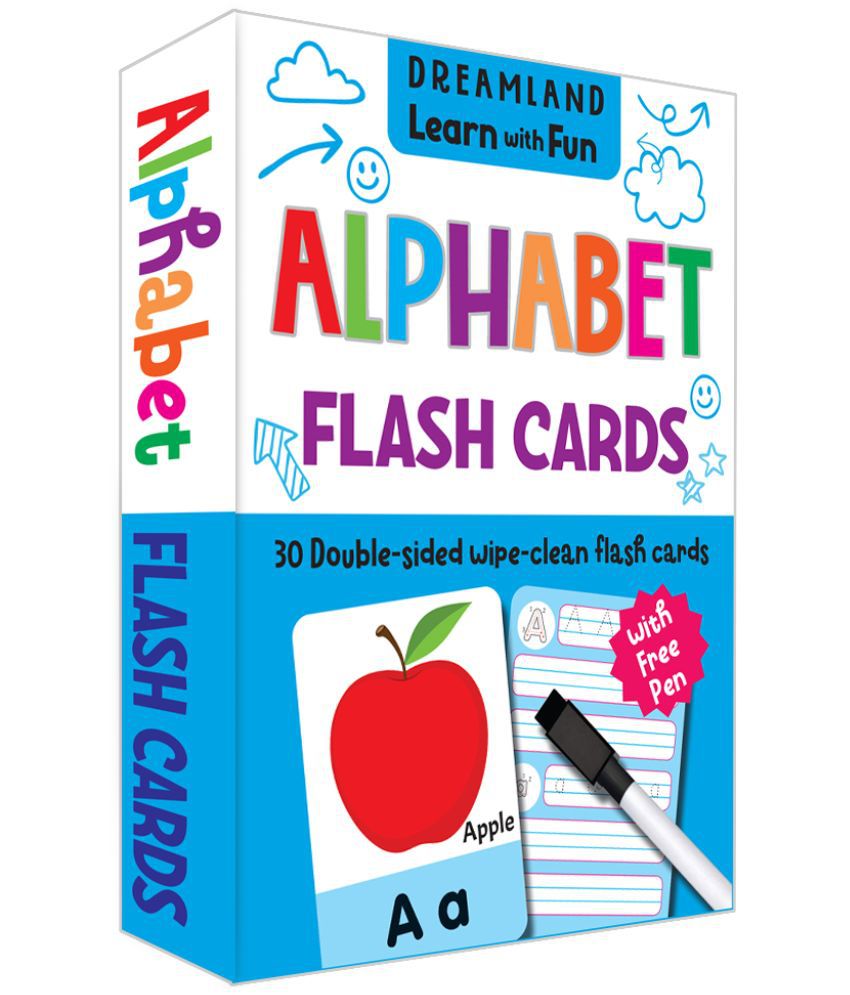     			Flash Cards Alphabet - 30 Double Sided Wipe Clean Flash Cards for Kids (With Free Pen) - Early Learning
