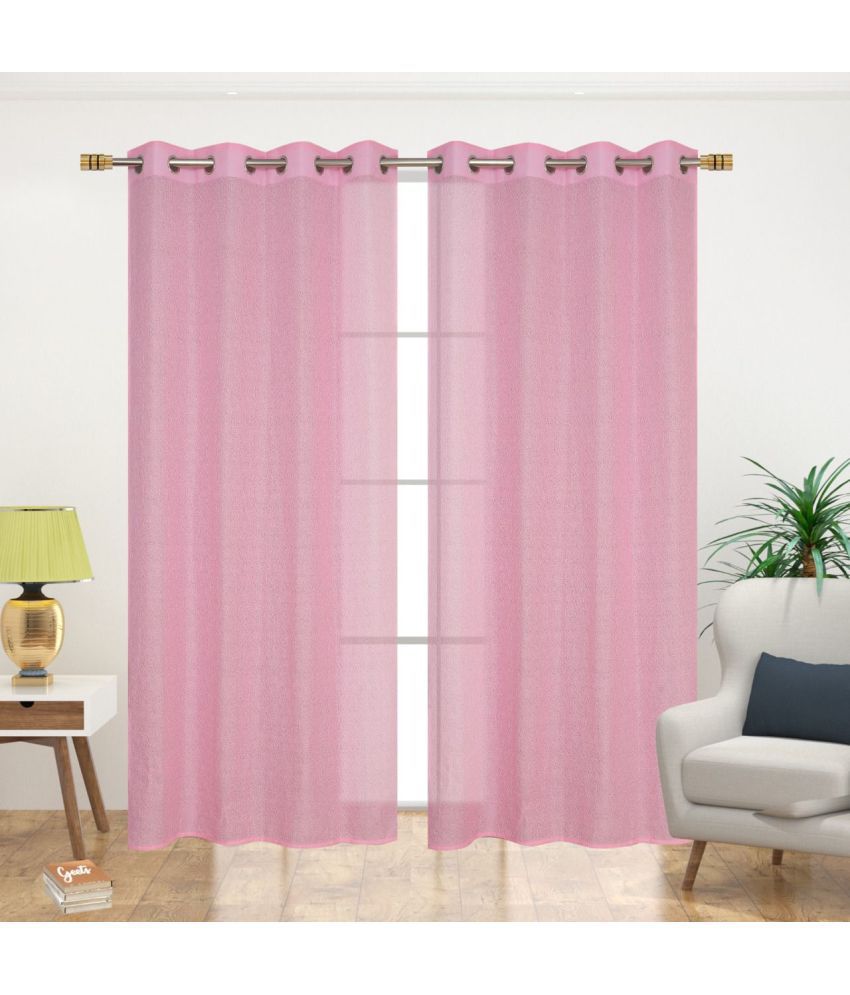     			Koli collections Set of 2 Door Semi-Transparent Eyelet PVC AC Pink Curtains ( 213 x 121 cm )