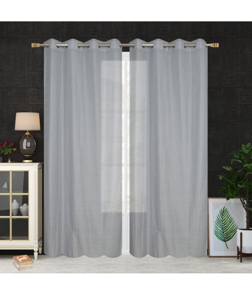     			Koli collections Set of 2 Door Semi-Transparent Eyelet PVC AC Silver Curtains ( 213 x 121 cm )
