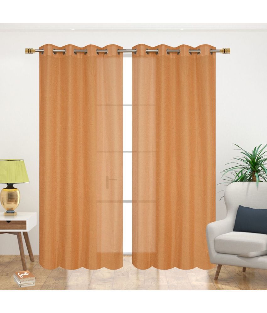     			Koli collections Set of 2 Door Semi-Transparent Eyelet PVC AC Beige Curtains ( 213 x 121 cm )