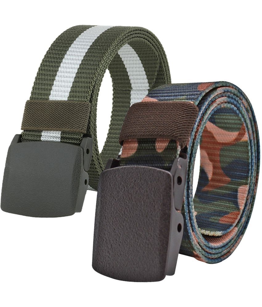     			Loopa Multi Nylon Casual Belt Pack of 2