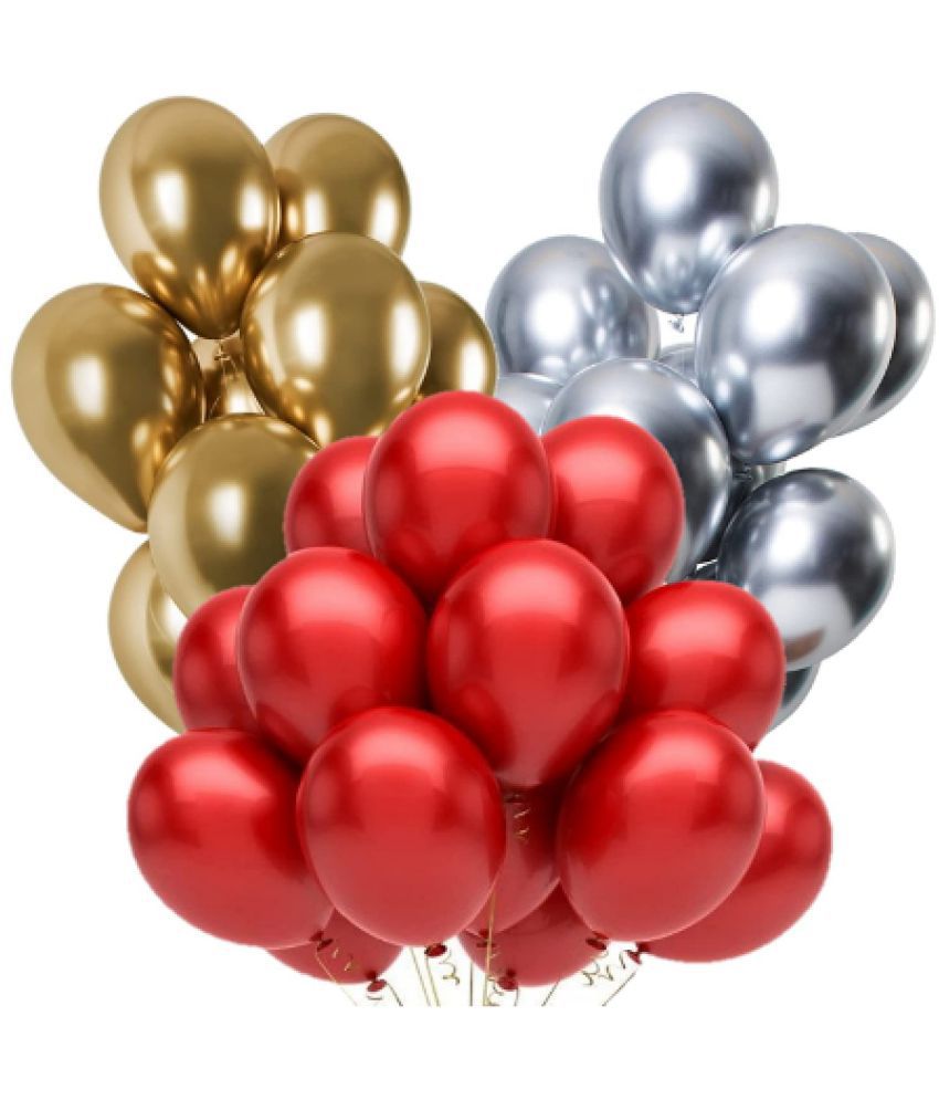     			Blooms Event Combo of Red,Silver,Golden  Color Metallic Balloon pack of 51 pcs